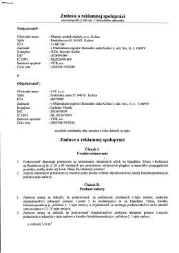 Zmluva o reklamnej spolupr&aacute;ci - Miestny podnik služieb, sro Ko&scaron;ice