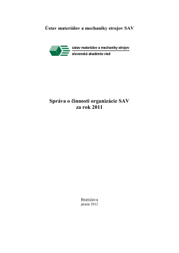 Annual report 2011 - Ústav materiálov a mechaniky strojov SAV