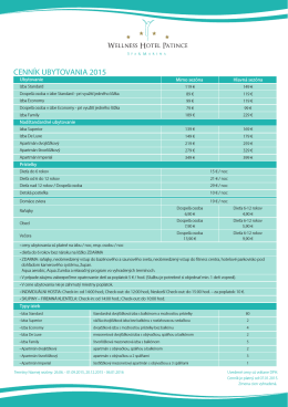 CENNÍK UBYTOVANIA 2015 - Wellness Hotel Patince