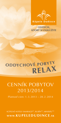 cenník pobytov 2013/2014