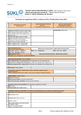 Formulár na registráciu (SK) / evidenciu (EU