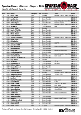 Spartan Race - Klinovec - Super - 2014 Unofficial Overall Results