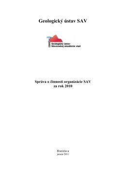 Správa o činnosti Geologického ústavu SAV za rok 2010