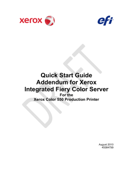 Quick Start Guide Addendum for Xerox Integrated Fiery Color Server