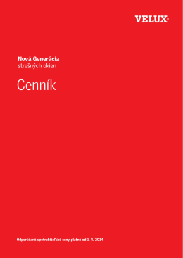 VELUX Cenník 1.4.2014 na stiahnutie (pdf