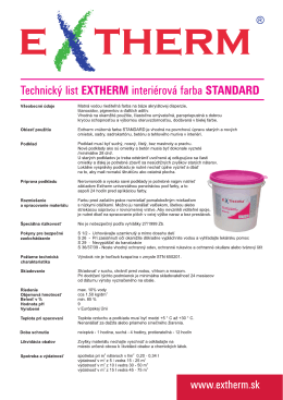 Technick&yacute; list Extherm STANDARD interi&eacute;rov&aacute; farba