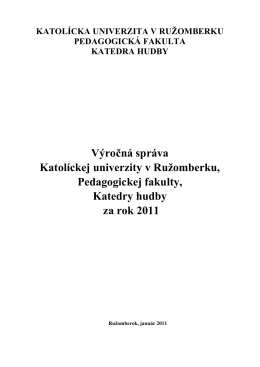 Výročná správa katedry za rok 2011