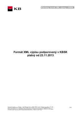 Formát XML výpisu podporovaný v KBSK platný