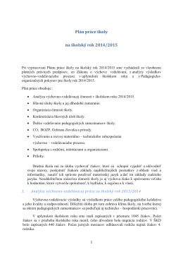 Plán práce školy na školský rok 2014/2015