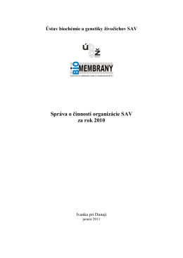 Správa o činnosti organizácie SAV za rok 2010