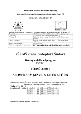 Slovenský jazyk a literatúra - ZŠ s MŠ kráľa Svätopluka Šintava