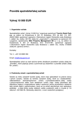 Pravidlá spotrebiteľskej súťaže Vyhraj 10 000 EUR