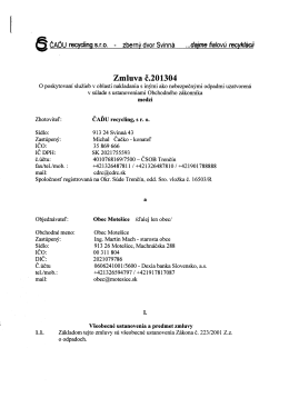 Zmluva o poskytovaní služieb v oblasti nakladania s