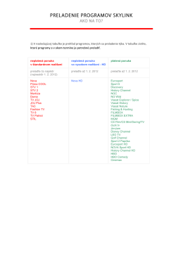 Preladenie programov Skylink