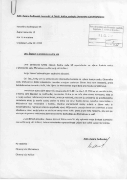 14. Žiadosť JUDr. Zuzany Kudlovskej, sudkyne Okresn&eacute;ho s&uacute;du