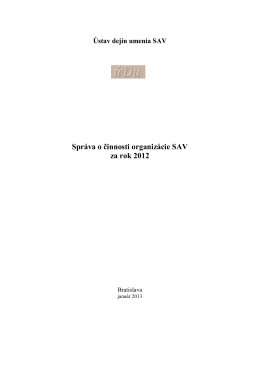 Annual report 2012 - Ústav dejín umenia SAV