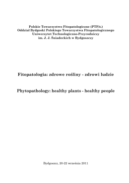 Fitopatologia: zdrowe rośliny - zdrowi ludzie Phytopathology
