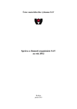 Správa o činnosti ÚMV SAV za rok 2012