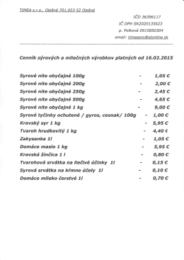 cenník nájdete tu