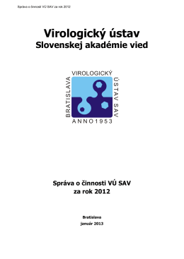 Výročná správa Virologického ústavu SAV 2012 [PDF]