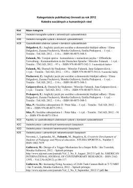 Kategorizácia publikačnej činnosti KSaHV za rok 2012