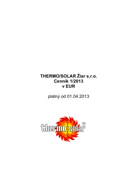 THERMO/SOLAR Žiar sro Cenník 1/2013 v EUR platný od