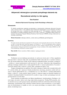 Aktywność rekreacyjna w procesie pomyślnego starzenia się