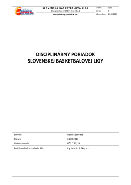 Disciplinárny poriadok SBL 2014/2015