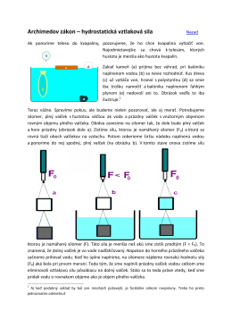 Archimedov zákon – hydrostatická vztlaková sila