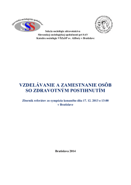 zbornik zo sympozia - Slovenská sociologická spoločnosť pri SAV