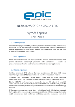 Výročná správa neziskovej organizácie EPIC 2013