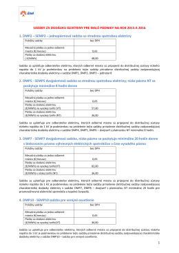 Cenník elektriny pre malé podniky 2015