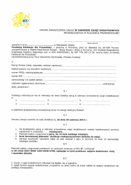 ﬁ :I .. ;IJ-1` UMOWA ŚWIADCZENIA USŁUG W ZAKRESIE ZAJĘĆ