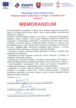 Podpísané MEMORANDUM