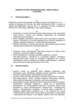 Regulamin serwisu internetowego http://sklep.navigo.pl 26.10.2012 I