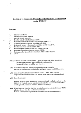 Zápisnica z OcZ konané27.06.2014