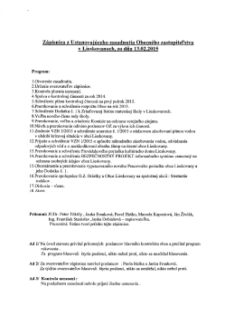Zápisnica z OcÚ konané 13.02.2015