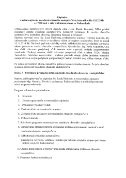 Zápisnica zo zasadnutia ustanovujúceho zastupiteľstva