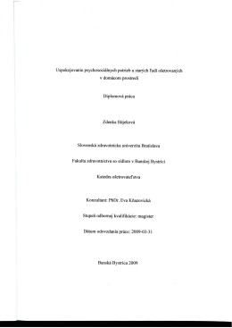 Uspokojovanie psychosoci&aacute;lnych potrieb u star&yacute;ch ľud&iacute;