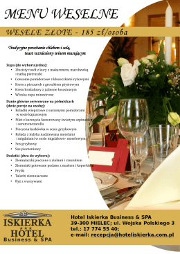 menu weselne 2014 – pakiet złoty