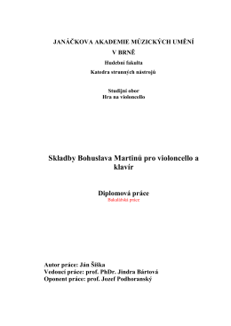 Skladby Bohuslava Martinů pro violoncello a klavír