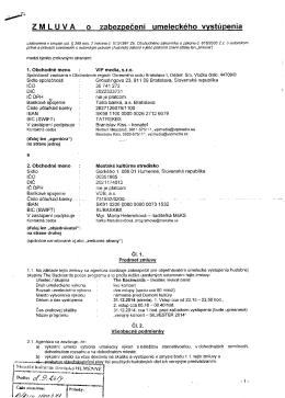 ZMLUVA o zabezpečen&iacute; umeleck&eacute;ho vyst&uacute;penia