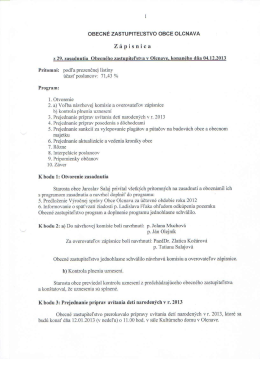 Uznesenie a zápisnica z 29. zasadnutia obecného