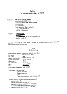 Zmluva o predaji majetku štátu č. 1I2011