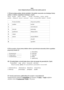 TEST PREDYSPOZYCJI DO XII GIMNAZJUM