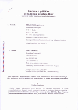 . Zmluva o p&ocirc;žičke peňažn&yacute;ch prostriedkov