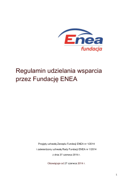 Regulamin udzielania wsparcia przez Fundację ENEA