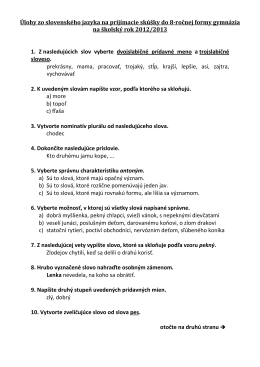 Úlohy zo slovenského jazyka na prijímacie skúšky do 8