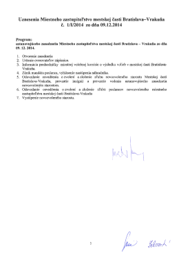 Uznesenia MZ MČ Bratislava-Vrakuňa zo dňa 09.12.2014