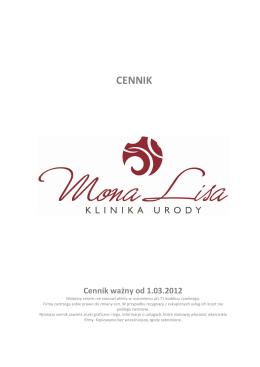 CENNIK - Klinika Urody Mona Lisa Poznań